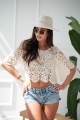Boho-Bluse aus Spitze - beige