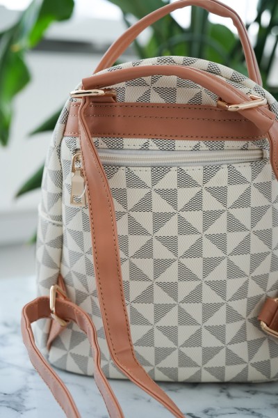 Rucksack aus Ökoleder - graues Muster